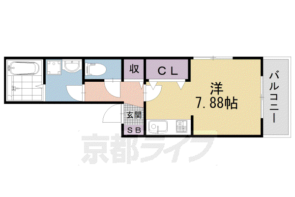 湖西線 比叡山坂本駅 徒歩3分 3階建 築3年(ワンルーム/3階)の間取り写真
