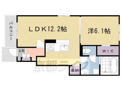 京都市烏丸線 国際会館駅 徒歩8分 2階建 築1年(1LDK/1階)の間取り写真