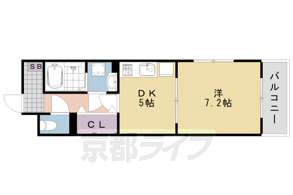 阪急電鉄京都線 桂駅 徒歩28分 4階建 築3年(1DK/1階)の間取り写真