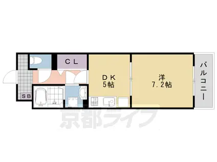 阪急電鉄京都線 桂駅 徒歩28分 4階建 築3年(1DK/2階)の間取り写真