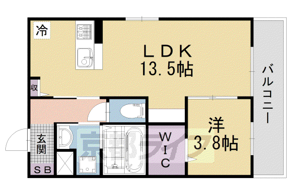 京都市東西線 御陵駅 徒歩18分 3階建 築3年(1LDK/3階)の間取り写真