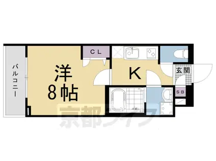 東海道本線 京都駅 徒歩9分 5階建 築3年(1K/4階)の間取り写真