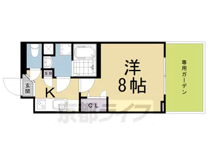 東海道本線 京都駅 徒歩9分 5階建 築3年(1K/1階)の間取り写真