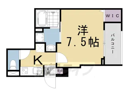 東海道本線 京都駅 徒歩9分 5階建 築3年(1K/4階)の間取り写真