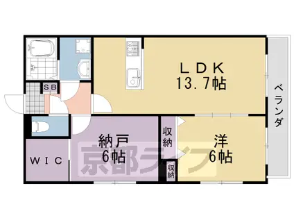 阪急電鉄京都線 桂駅 徒歩15分 5階建 築2年(1SLDK/5階)の間取り写真