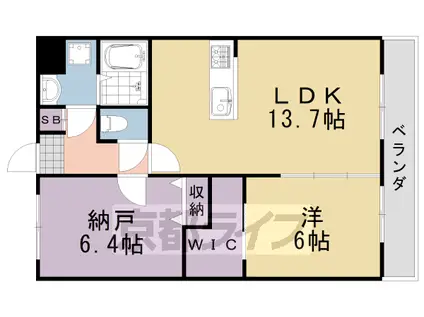 阪急電鉄京都線 桂駅 徒歩15分 5階建 築3年(1SLDK/2階)の間取り写真