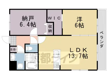 阪急電鉄京都線 桂駅 徒歩15分 5階建 築2年(1SLDK/2階)の間取り写真