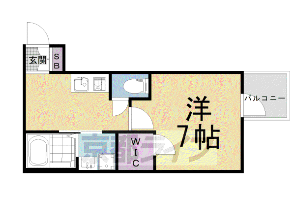 京福北野線 北野白梅町駅 徒歩19分 4階建 築3年(1K/3階)の間取り写真