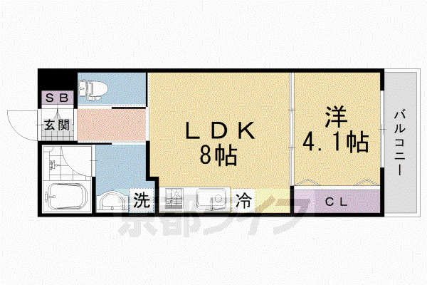 阪急電鉄京都線 長岡天神駅 徒歩5分 3階建 築3年(1LDK/2階)の間取り写真