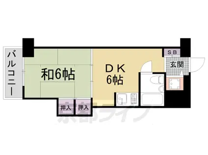 コスモST河原町(1DK/6階)の間取り写真