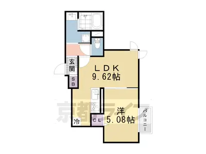 近鉄京都線 伏見駅(京都) 徒歩1分 3階建 築3年(1LDK/1階)の間取り写真