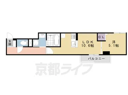 東海道本線 桂川駅(京都) 徒歩9分 3階建 築3年(1LDK/3階)の間取り写真