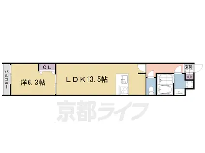LAFITESHIMOGAMO(1LDK/1階)の間取り写真