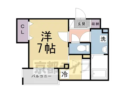近鉄京都線 久津川駅 徒歩2分 2階建 築1年(1K/1階)の間取り写真