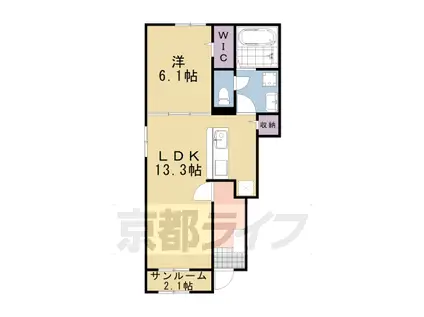 トムズガーデン園部2(1LDK/1階)の間取り写真