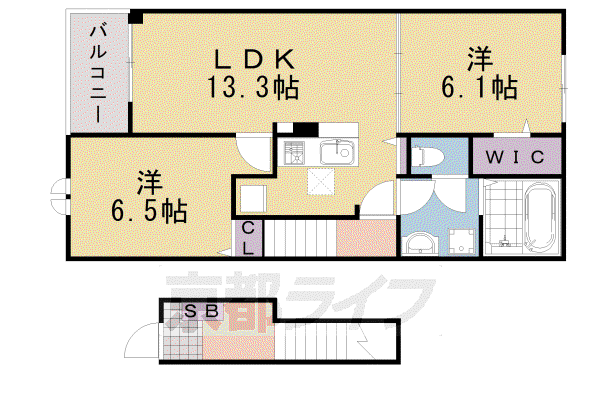 カーサ コスモ(2LDK/2階)の間取り写真