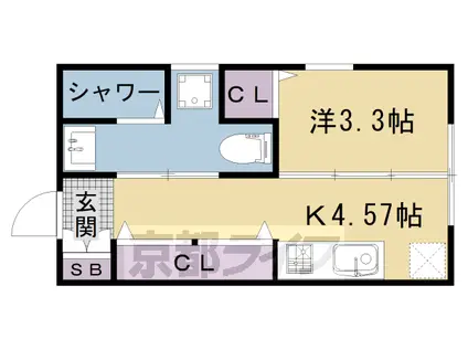 阪急電鉄京都線 西院駅(阪急) 徒歩8分 3階建 築2年(1K/1階)の間取り写真