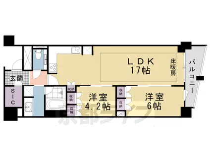 京阪電気鉄道京阪線 清水五条駅 徒歩6分 11階建 築3年(2LDK/11階)の間取り写真