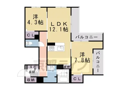 シャーメゾン エクセル(2LDK/2階)の間取り写真