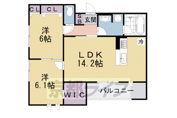 京都市東西線 東野駅(京都) 徒歩7分 3階建 築3年(2LDK/2階)の間取り写真