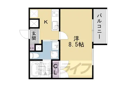 東海道本線 西大路駅 徒歩9分 5階建 築2年(ワンルーム/2階)の間取り写真