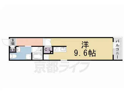 東海道本線 西大路駅 徒歩9分 5階建 築2年(ワンルーム/2階)の間取り写真