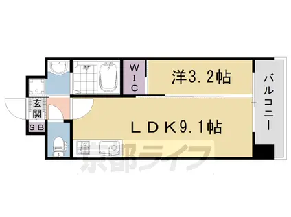 山陰本線 嵯峨嵐山駅 徒歩10分 5階建 築3年(1LDK/4階)の間取り写真