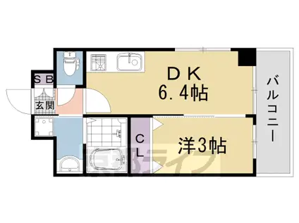 山陰本線 嵯峨嵐山駅 徒歩10分 5階建 築3年(1DK/4階)の間取り写真
