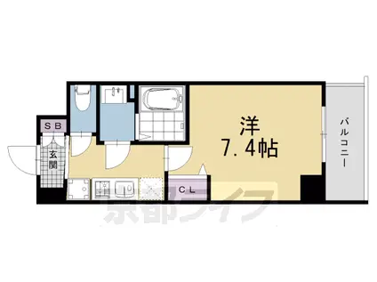 阪急電鉄京都線 大宮駅(京都) 徒歩5分 8階建 築3年(1K/2階)の間取り写真