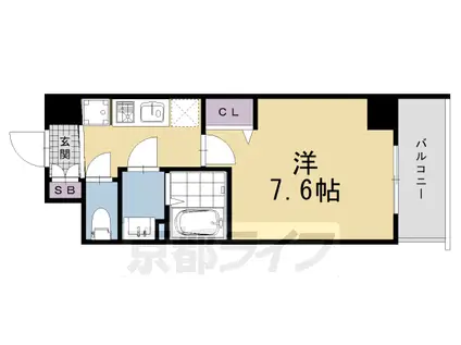 ソルテラス四条堀川(1K/8階)の間取り写真