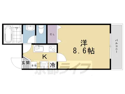 京都市烏丸線 九条駅(京都) 徒歩7分 3階建 築2年(1K/2階)の間取り写真