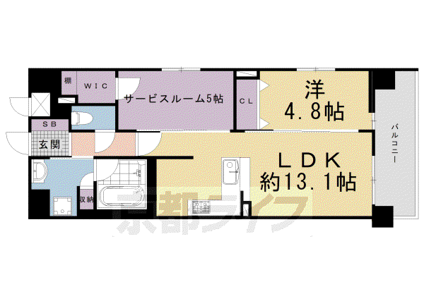 東海道本線 京都駅 徒歩10分 10階建 築3年(1SLDK/2階)の間取り写真