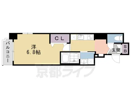 東海道本線 西大路駅 徒歩10分 6階建 築3年(1K/2階)の間取り写真