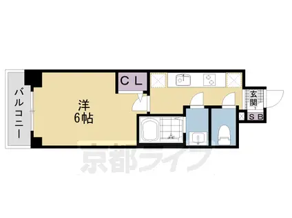 東海道本線 西大路駅 徒歩10分 6階建 築2年(1K/5階)の間取り写真