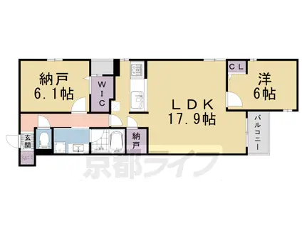 京都市烏丸線 丸太町駅(京都市営) 徒歩5分 5階建 築2年(1SLDK/4階)の間取り写真