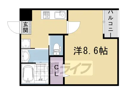 阪急電鉄京都線 大宮駅(京都) 徒歩8分 4階建 築3年(1K/4階)の間取り写真