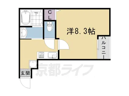 札幌市東西線 バスセンター前駅 徒歩6分 4階建 築3年(1K/1階)の間取り写真
