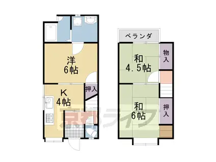 阪急電鉄嵐山線 上桂駅 徒歩2分 2階建 築55年(3K)の間取り写真