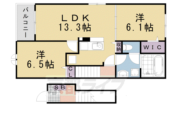 グランコートヌクイ(2LDK/2階)の間取り写真