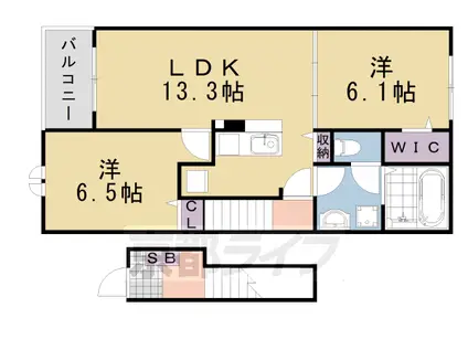 グランコートヌクイ(2LDK/2階)の間取り写真