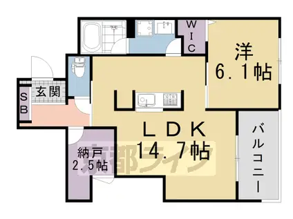 近鉄京都線 竹田駅(京都) 徒歩6分 3階建 築3年(1SLDK/2階)の間取り写真