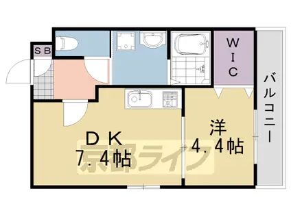 阪急電鉄京都線 桂駅 徒歩6分 5階建 築3年(1DK/2階)の間取り写真