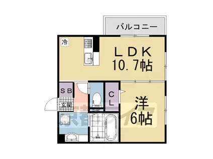 京阪電気鉄道宇治線 六地蔵駅(京阪) 徒歩4分 3階建 築1年(1LDK/2階)の間取り写真