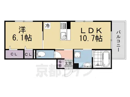 京阪電気鉄道宇治線 六地蔵駅(京阪) 徒歩4分 3階建 築1年(1LDK/1階)の間取り写真