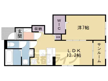 近鉄京都線 狛田駅 徒歩16分 2階建 築3年(1LDK/1階)の間取り写真