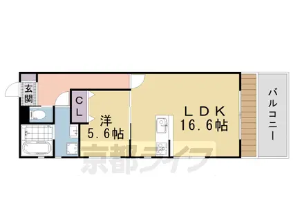 叡山電鉄 茶山・京都芸術大学駅 徒歩9分 2階建 築2年(1LDK/1階)の間取り写真
