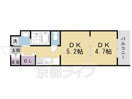 ファステート京都西KIWAMI(1DK/4階)の間取り写真