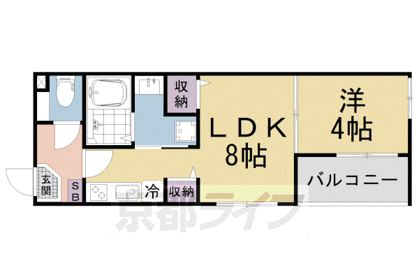ムーンローズ椥辻(1LDK/2階)の間取り写真