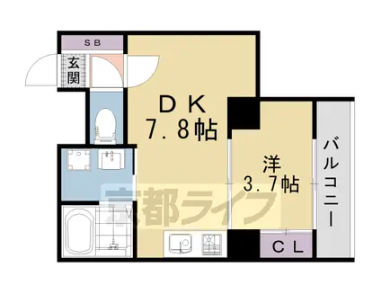 ウインズコート京都西陣(1DK/7階)の間取り写真