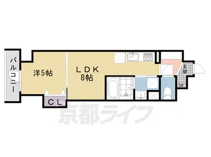 東海道本線 西大路駅 徒歩15分 6階建 築2年(1LDK/5階)の間取り写真